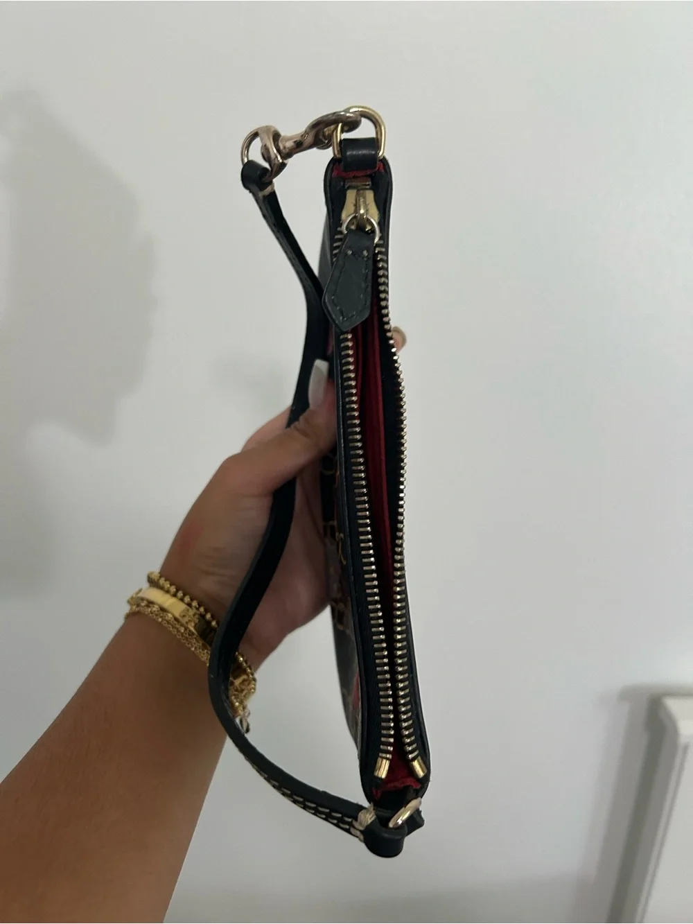 Dooney & Bourke Black Chain Print Wristlet with Disney Charms
